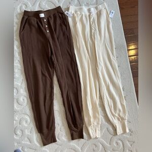 Brown and Cream Waffle Knit Joggers